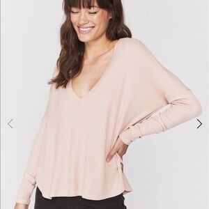 New Spiritual Gangster V Neck Thermal Sweater Top S $108 Blush